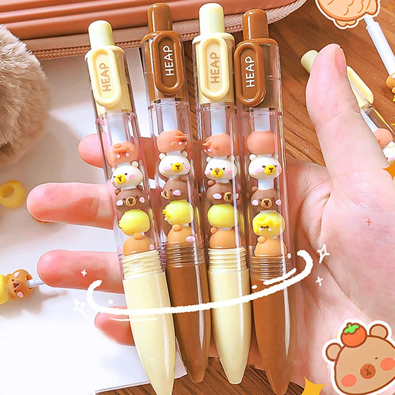 1PC Kreatívne zaujímavé zaujímavé kapybara gélové pero pera Kawaii estetické roztomilé korálky Pen písanie čierneho atramentu 0,5 mm gélové pero kancelárske zásoby