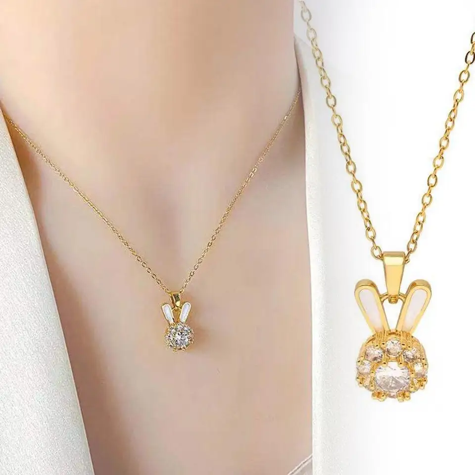 1pc králičie zirkónový krištáľový diamantový náhrdelník všestranný reťazový módny štýl Luxusné svetlo otočné golierové kosť