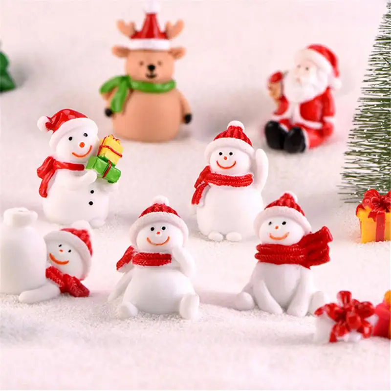 1PC Krásna vianočná miniatúrna snehová scéna snehuliak Santa Claus Fairy Garden Miniatures Terrárium Dollous Figuríny Dekorácia