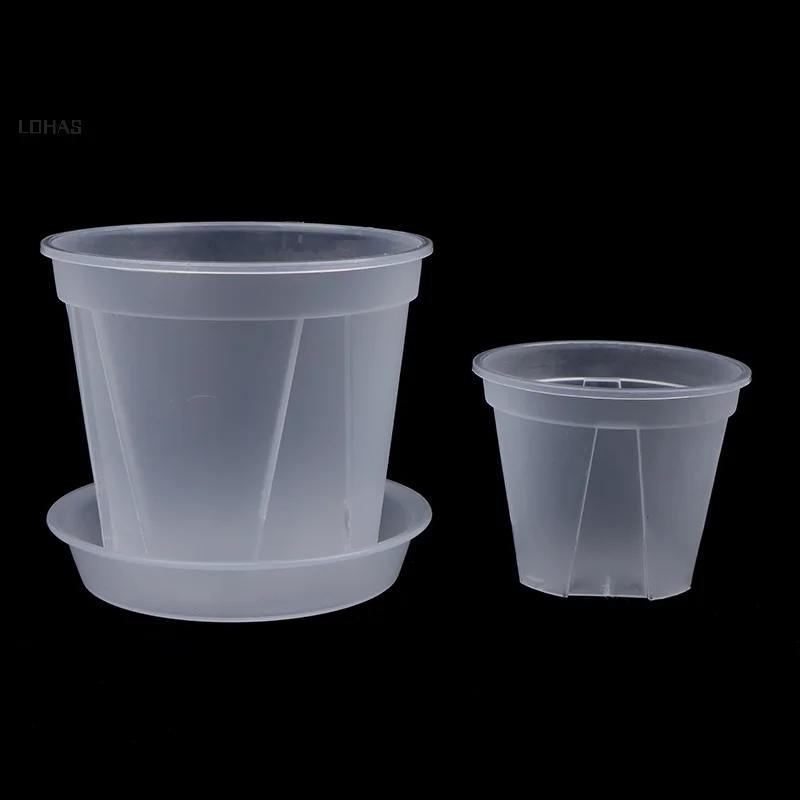 1pc kvetináč čistých kvetinových kvetináčov s podnosom 10 cm/12cm/14cm pp priehľadný kvetinový hrniec orchideový hrniec s otvormi pre domácu kanceláriu