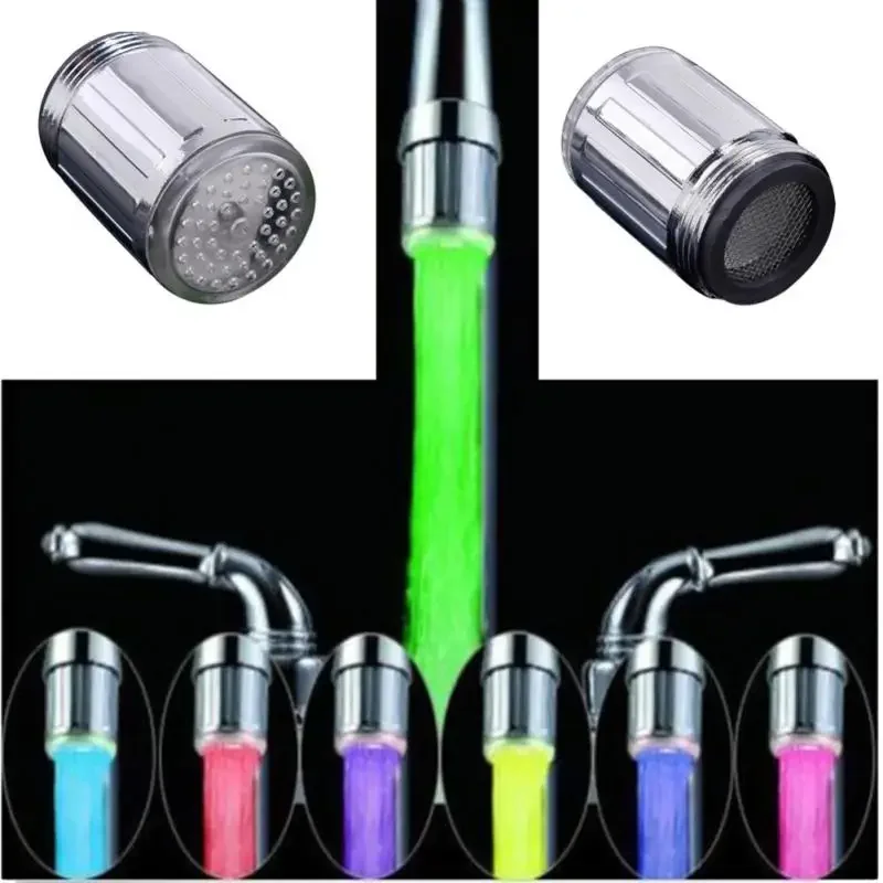 1PC Kúpeľňa LED LED 3-farebná teplota svetla Faucet kuchyňa Glow Setre Water Setre Faucet Ozd