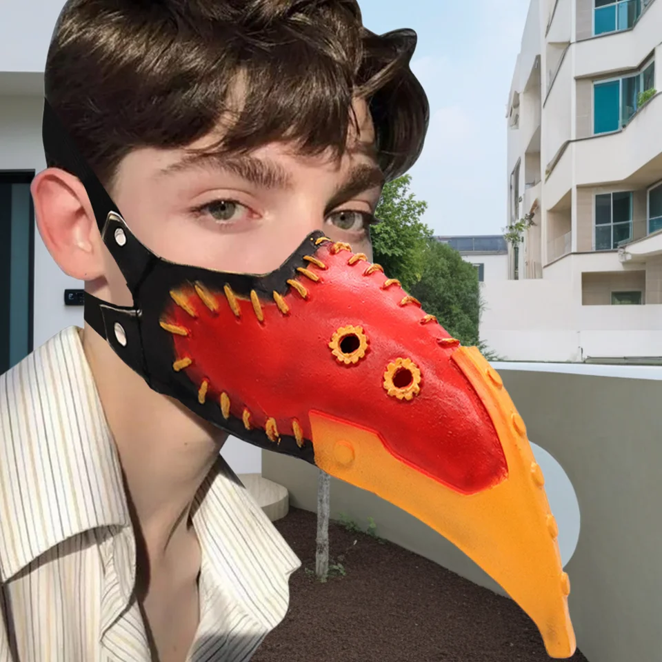 1pc latex steampunk crow ústa morová maska ​​Doktorka dlhý vták zobák Gothic Helma Anime My Hero Academia Repethaul Full Face Headgea Headgea