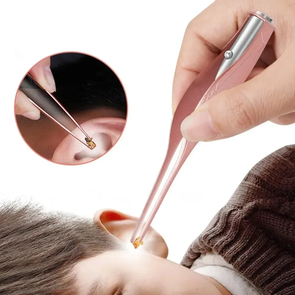 1pc LED baterka EarPick EarPick Demonser Ear Cleaner pinéry Luminát Kids z nehrdzavejúcej ocele Tweezer