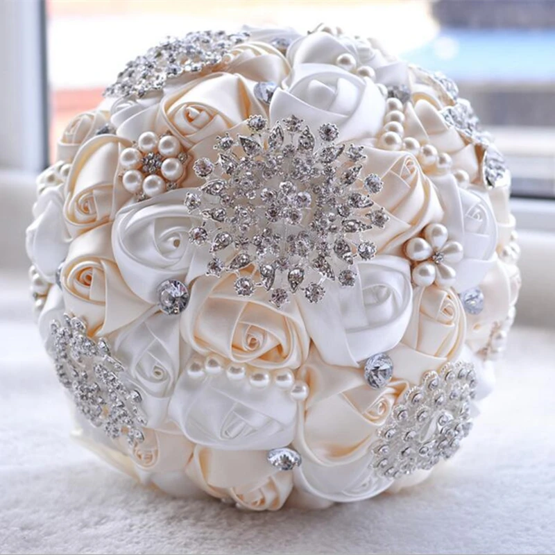 1pc/lotartificial Svadobné kytice ručne vyrobené kvetinové kamienky družičky Crystal Svadobné svadobné kytice de mariage