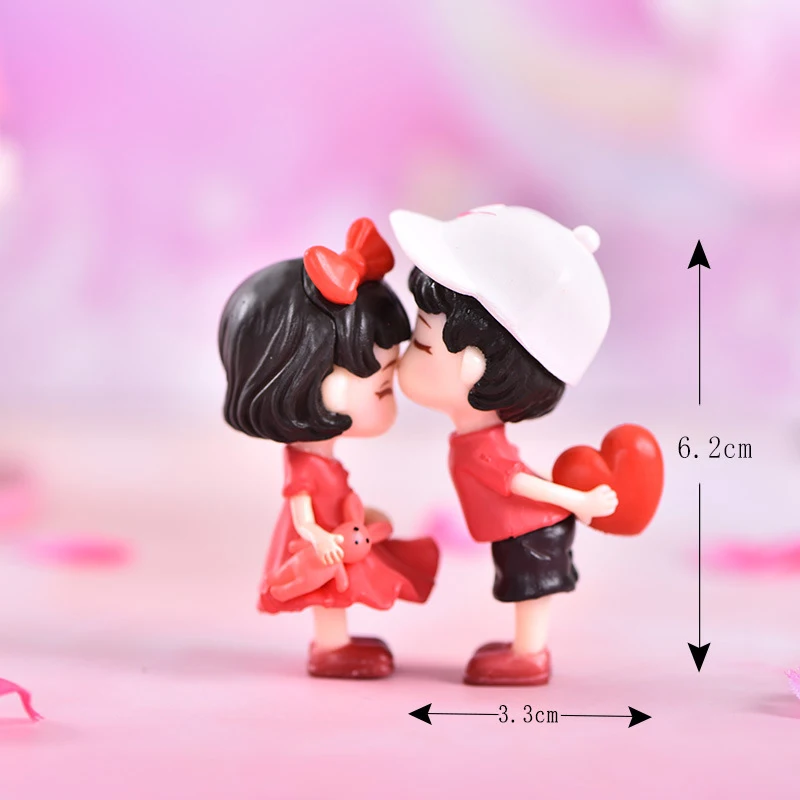1pc Lovers Pár miniatúrne mini bábiky DIY figuríny rozprávková záhrada dekor Valentín