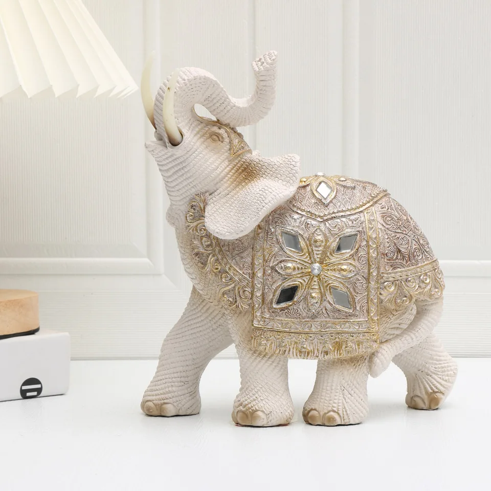 1PC Lucky Elephant Feng Shui Socha -Wealth AtractionDecor Autentická socha pre domácu kanceláriu -Vibrant Figurín, vylepšuje AEST