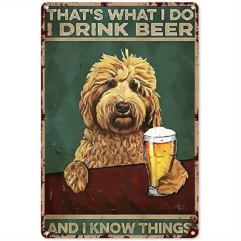 1PC Man Cave Goldendoodle, ktoré mám, pijem pivo a viem, že veci elegantné post izba dekorácie dekorácie kovové znaky kovové plakety