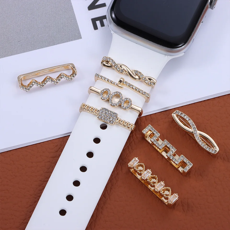 1PC Metal Diamond Watch Band Ornament pre Apple Watch náramky kúzla dekoratívne kruhové klince náramok Brošor