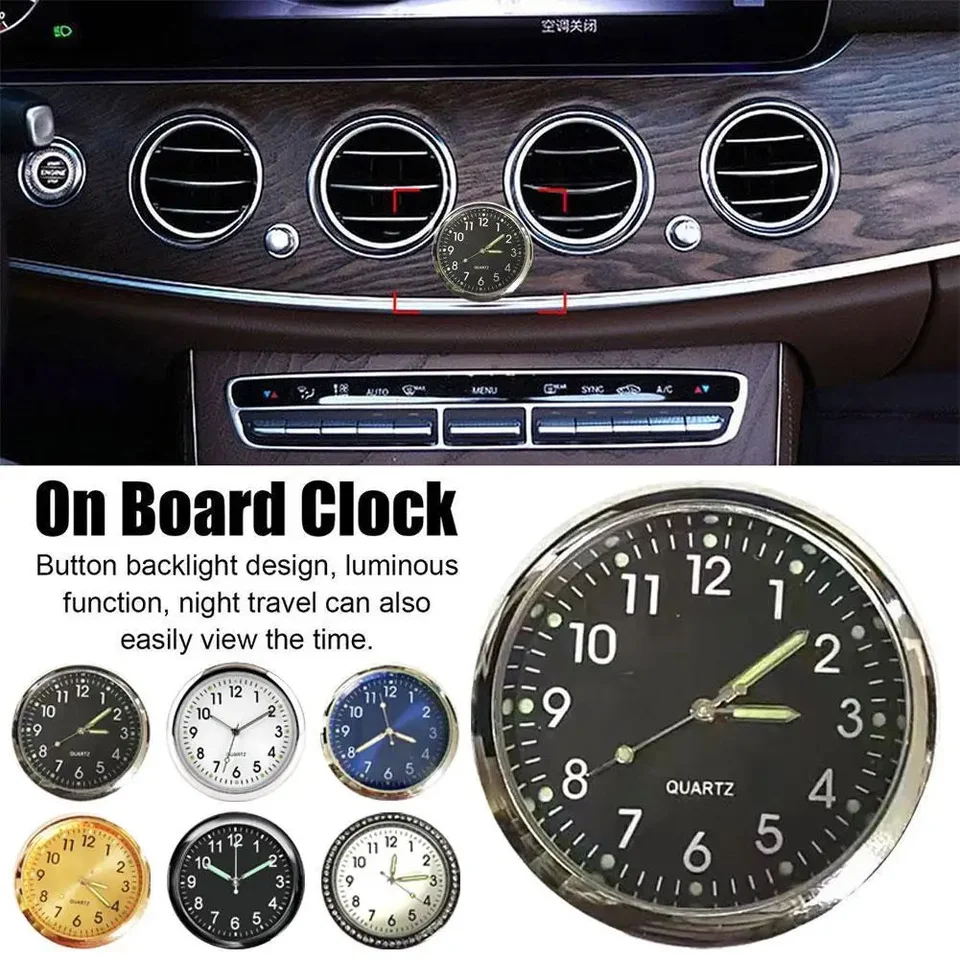 1PC Mini Car Clock Luminous Automobily Interný paličkový kremeň biele 40 mm hodiny automatické hodinky
