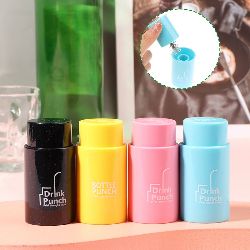 1pc mini fľaše otvárač nápoja cez slamu nápoj Punch Fľaša fľaše na fľašu Maker Juice Dáčivo na otváranie otvorov na veko pre slamky