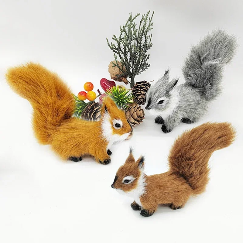 1PC Mini umelé veveričky figúrky miniatúry plyšová simulácia veveričky Ozdoby
