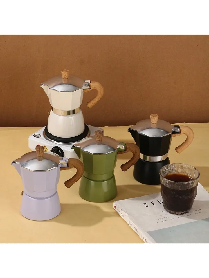 1PC Mocha Pot Manual Espresso Cup s dreveným rukoväť