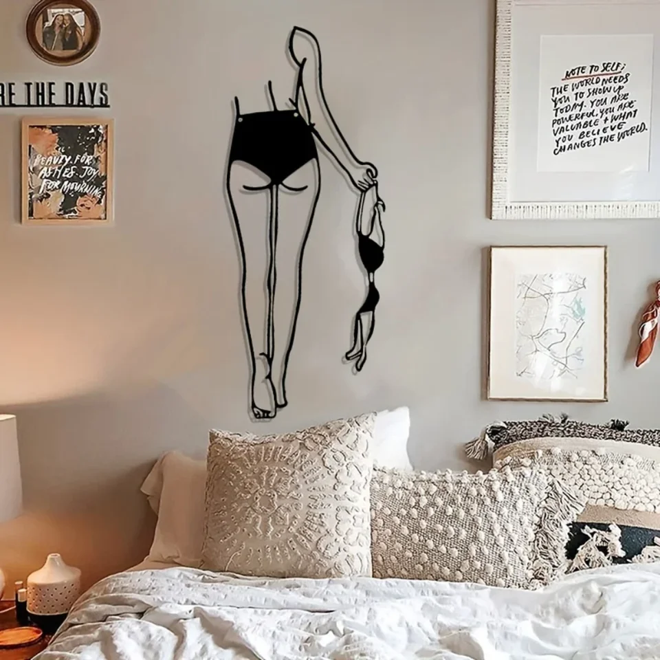 1PC Moderná minimalistická nahá žena kovová dekorácia steny Ideálne pre kúpeľňu Elegantná nástenná umelecká izba dekor Vintage Decor