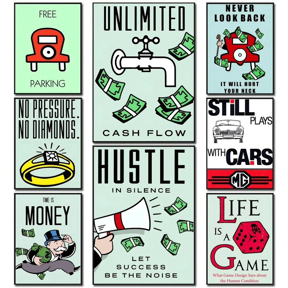 1PC Monopoly Millionaire Plagát Paper Tlač domov obývacia izba Spálňa Vstupný bar reštaurácia Cafe Art maľba dekorácia