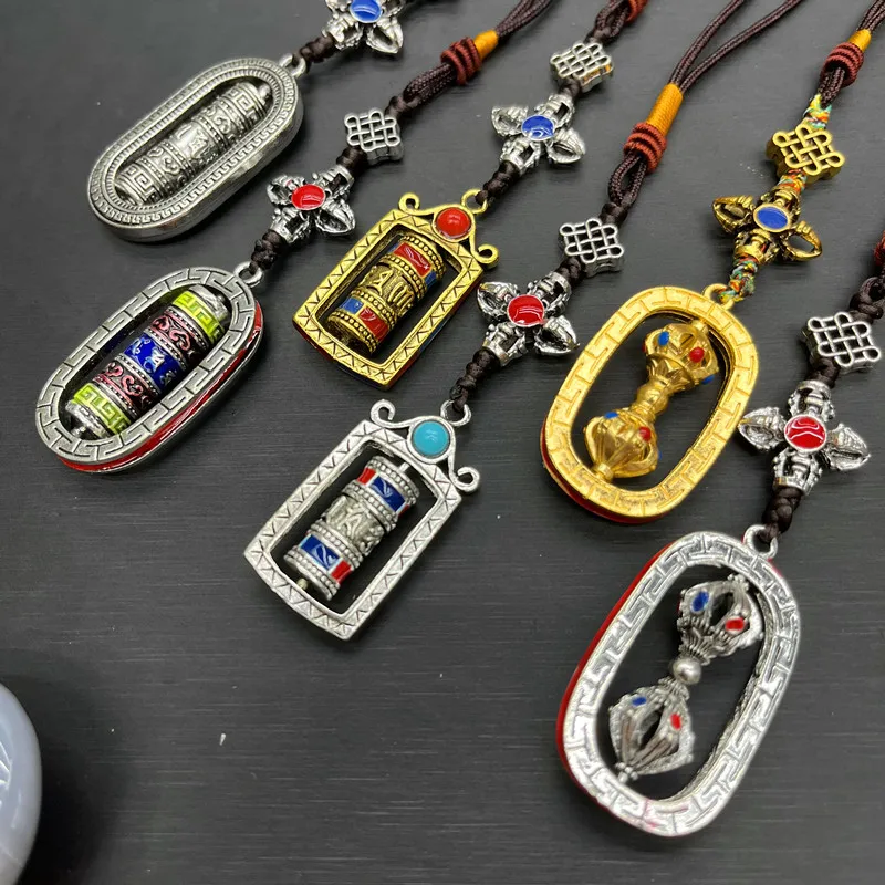1pc mosadz Šesť slov Mantra Budhistické autá Keychain Prívesok ručne vyrábaný Lotus Heart Sutra Amulet Amulet Copper DIY Keyrings Darčeky Príslušenstvo