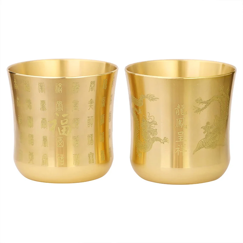 1pc mosadzný čaj šálky čaju Čajový hrnček Čína Čína Antique Bar Drinkware Staroveká čajová šálka na pitie čajovej dosky Domovská kancelária