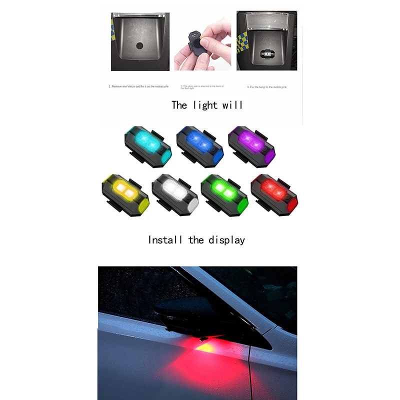 1pc motocyklové svetlá LED DRONE SLOBE LIGHT Univerzálne protichodné bicyklové lietadlá nočné lietajúce mini blikajúce výstražné svetlo