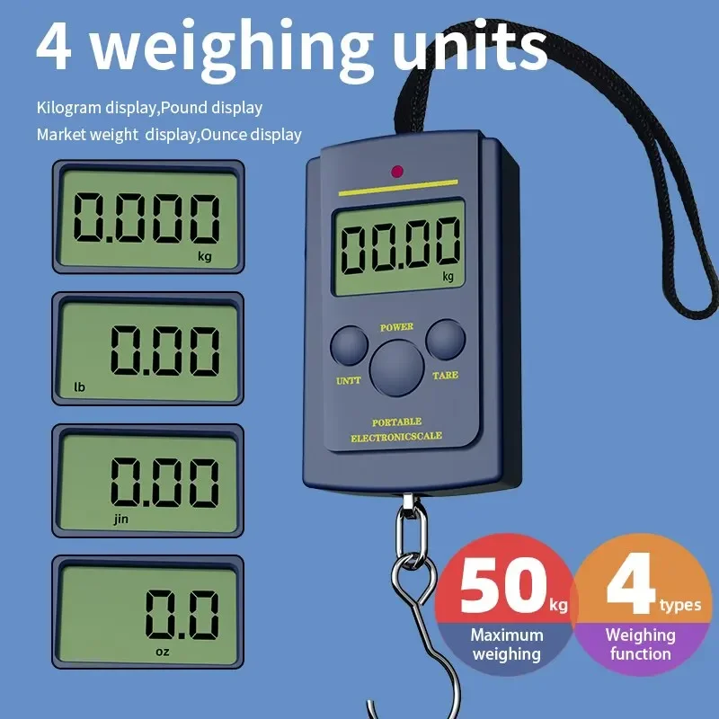 1PC Multifunkčná mini 40 kg/10g elektronického závesného rybárskeho batožiny prenosná prenosná digitálna šikovná váha váha váha háčika