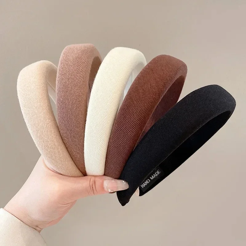 1pc módna masívna farba vlasové pásy Dievčatá Vintage Elastické čelenky špongie Hairbands vlasové obruč Kórejské vlasové doplnky pre ženy