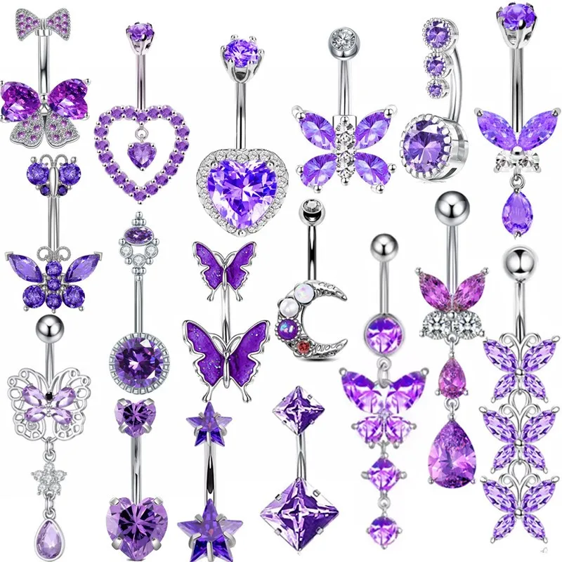1pc módne krištáľové brušné gombíky Piercing šperky pre ženy lesklý motýľový pupok piercing srdce piercing nombril brušný prsteň