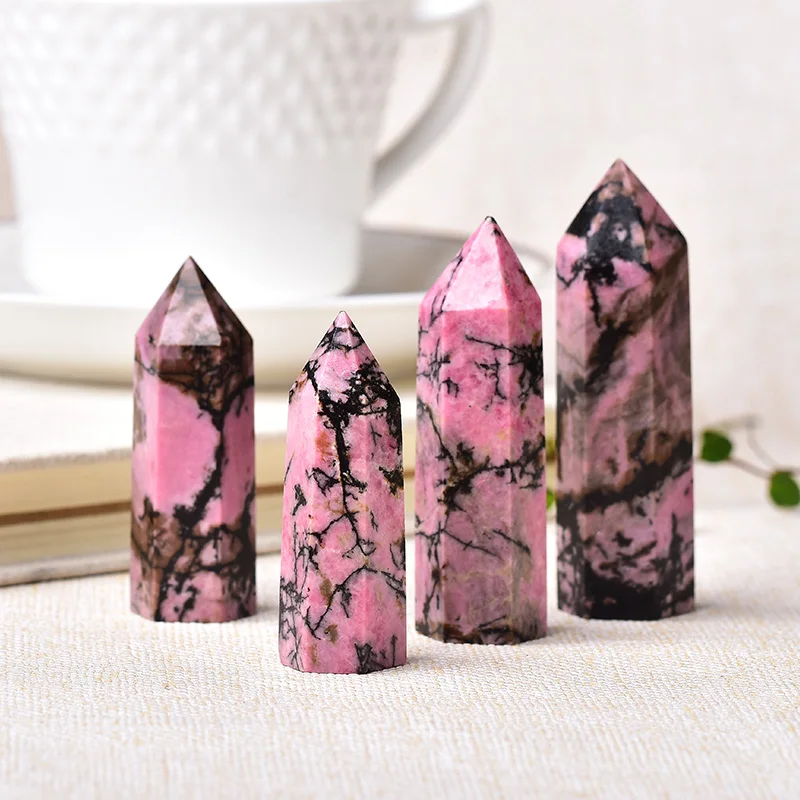 1pc Natural Quartz Point Rhodonite Lieha obelisk ružový kamenný prútik Rhodochrosite Ornament pre domáci dekor energetický kameň pyramída
