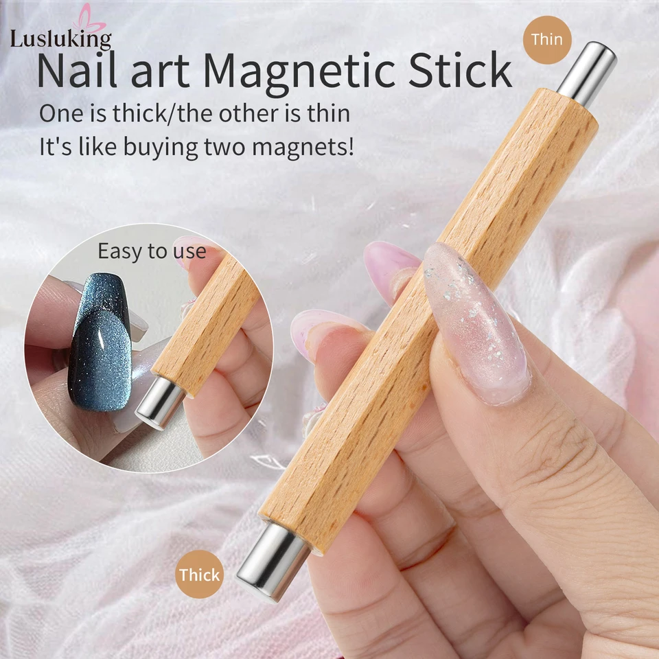 1pc nechtový art na nechty Magnetic Stick Cat Cat Eye Magnetic Rod Drevená rukoväť valcový UV gélový magnetický náradie