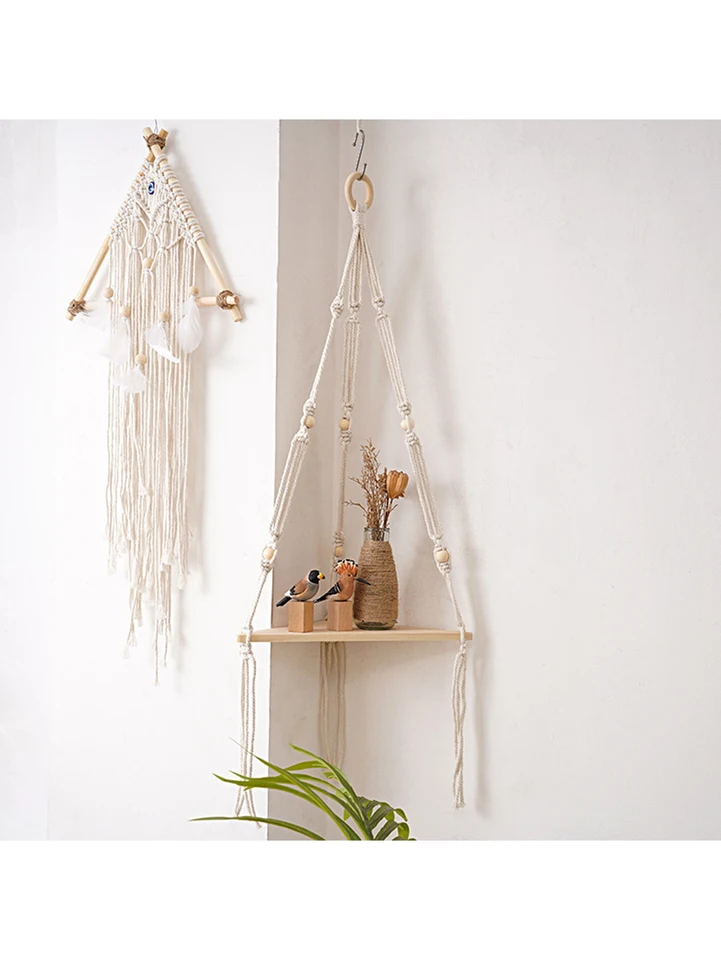 1PC New Bohemian Cotton Rany Ručne tkané poličky Triangle Drevená doska Domáca detská izba Dekorácie SKLADU