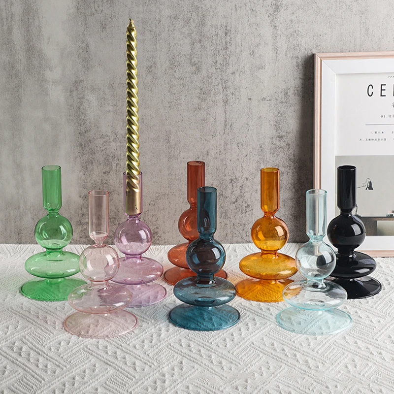 1PC Nordic Glass Sviečky Držitelia obývacej izby Domov Romantický držiak svietnikov