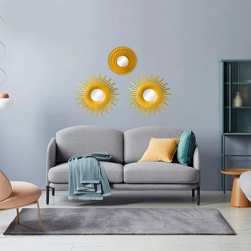 1pc Nordic Gold Hanging Mirror pozadie obývacia izba pozadie stena dekorácie okrúhle nástenné zrkadlo Domov Závesné zrkadlo Decor
