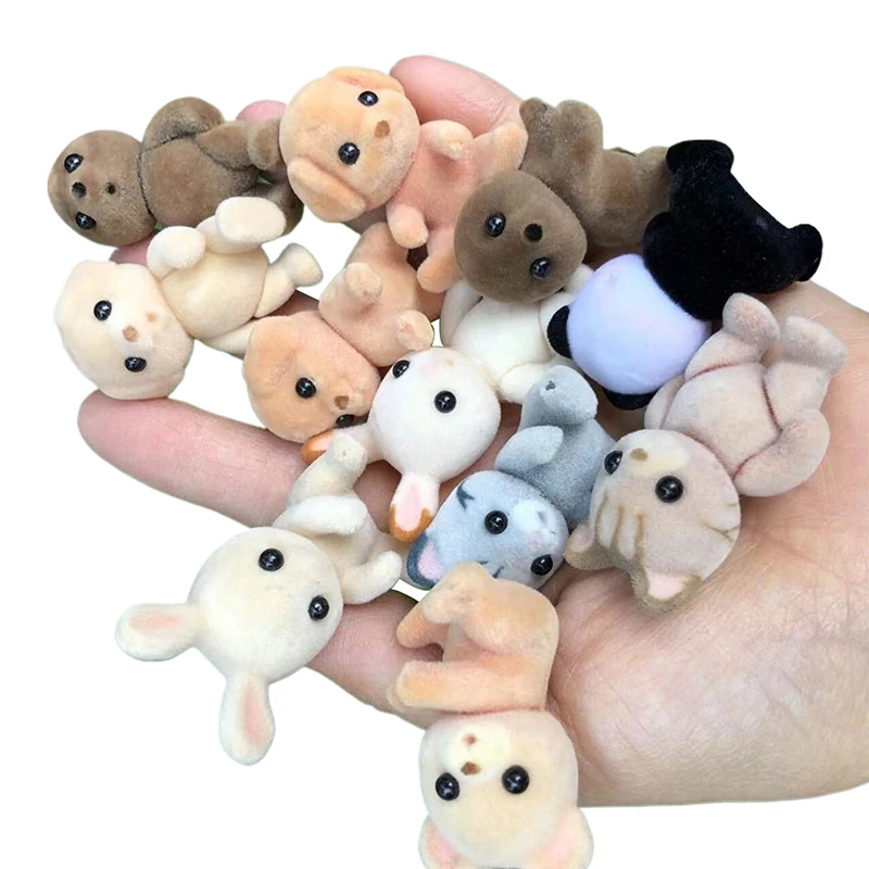 1PC Nová a vysoko kvalitná lesná rodina Zvieratá postava Rabbit Bear Dog Panda Flocked Shaggy Figur Figur Monkey Model Hray pre dieťa