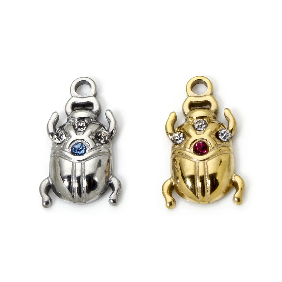 1PC Nové kúzla z nehrdzavejúcej ocele Viacfarebné hmyzé hmyz Ladybug Animal Multicolor Smrinestone prívesok DIY Náhrdelník šperky 17 mm x 10 mm