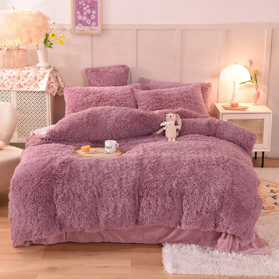 1PC Nový kryt prikrývky Mink prešívaná súprava pre spálňový apartmán zima teplý 150/200/220 cm (1pc prikrývka+vankúš 2ks)