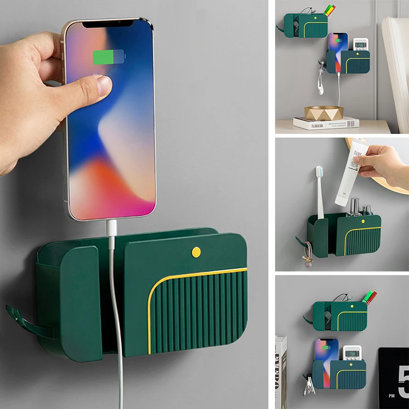 1pc nástenný montáž plug držiaka plug na nabíjanie mobilného telefónu nabíjanie klimatizácií TV TV diaľkový úložný box Držiak domáceho úložného priestoru