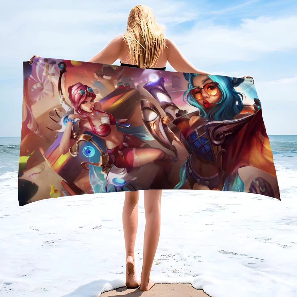 1PC Ocean Song Zeri a Ashe League of Legends Detský plážový uterák letný kúpal