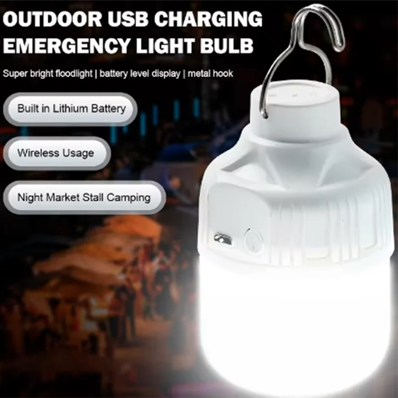 1PC Outdoor USB Nabíjateľné LED žiarovky LED žiarovky 40 W núdzové svetlo Hook Up Camping Fishing Prenosné lucerné nočné svetlá LT086
