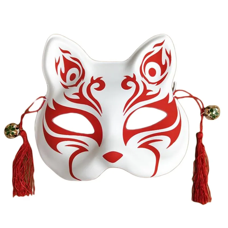 1PC Party Festival Fox Sakura Mask Half Face Cat Masquerade Cosplay kostým japonský anime rave ručne maľované rekvizity