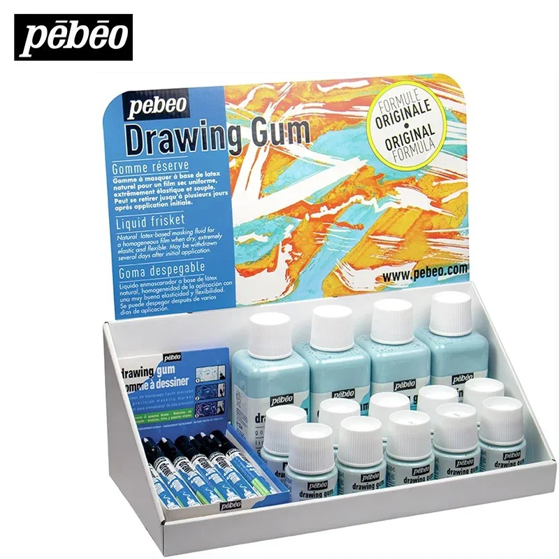 1PC PEBEO Vodovodová kresba GUM 0,7/4 mm ľahká kvapka biela kvapalina latex, markerový typ, biele lepidlo, krycia kvapalina, silikónové pero