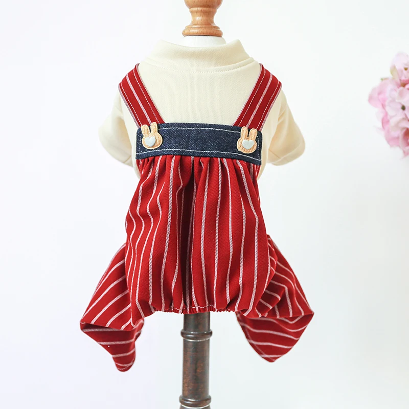 1PC Pet Apparel Dog Spring a jesenné víno červené pruhované štvornohé nohavice králika Vysoký pás Pants Pants pre malé stredné psy