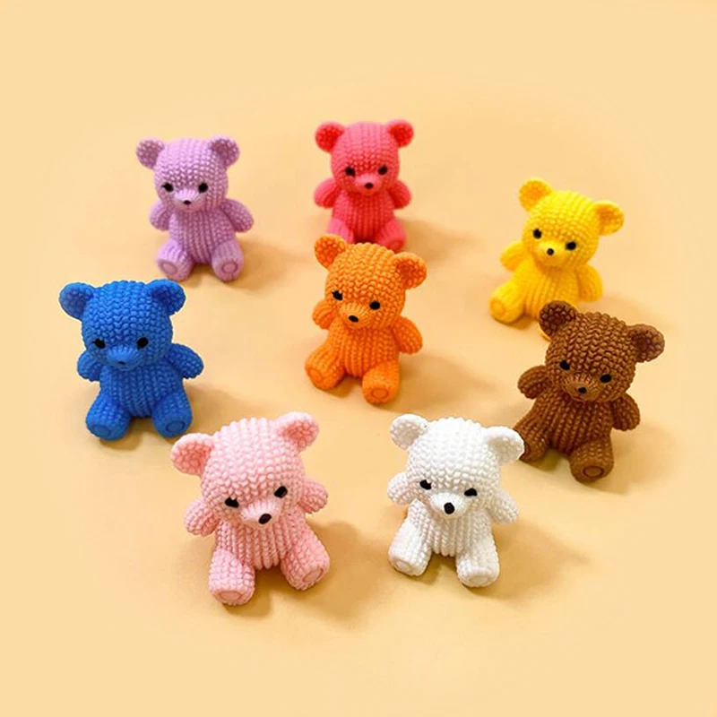 1pc pevné zafarbené stereofónne simulácie medveďa Miniatúry sediaci medveď kreatívna ozdoba stolová dekorácia DIY šperky roztomilé zviera