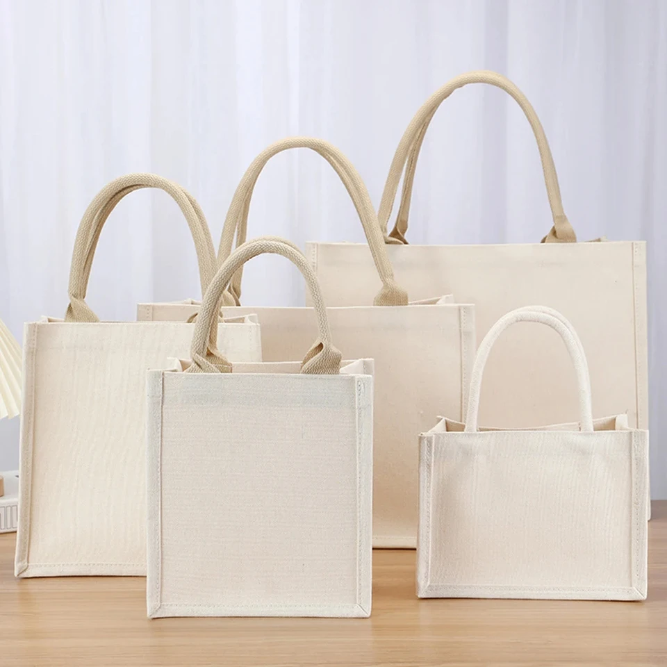 1PC plátno Tote Tašky prenosné ekologické kabelky s potravinami v pytlovej pytlovej taške Summer Beach Bag Dámske nákupné tašky na cestovanie