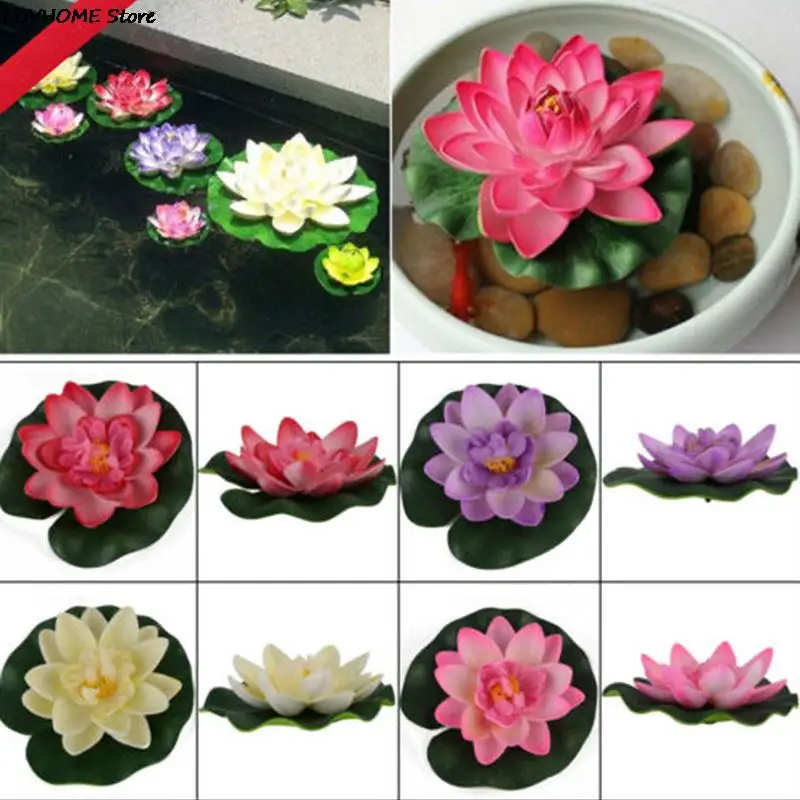 1pc plávajúce umelé lotosové ozdoba pre akváriové ryby nádrž Pond voda Lily Lotus Artificial Flowers
