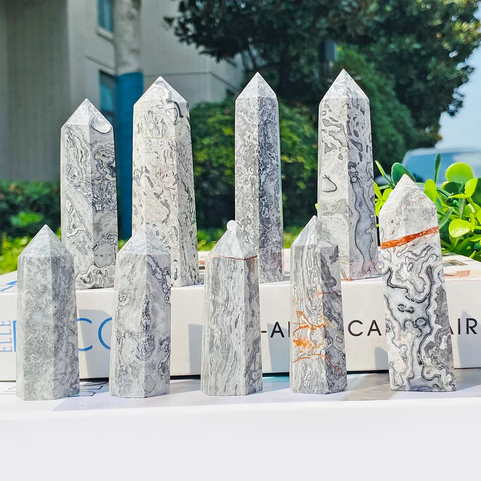 1pc predaj horúcich prírodných vysoko kvalitných leštených Picasso Jasper Tower Stone Points Quartz Crystal Point pre dekoráciu