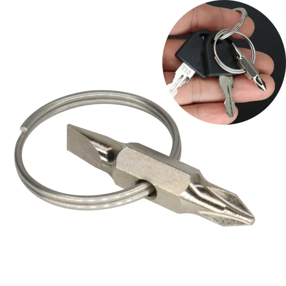 1pc prenosný kľúčový prsteň kľúča kľúča skrutkovača vrecko Multifunkcia Phillips Strictted Screwdriver Gadget Mini skrutkovač