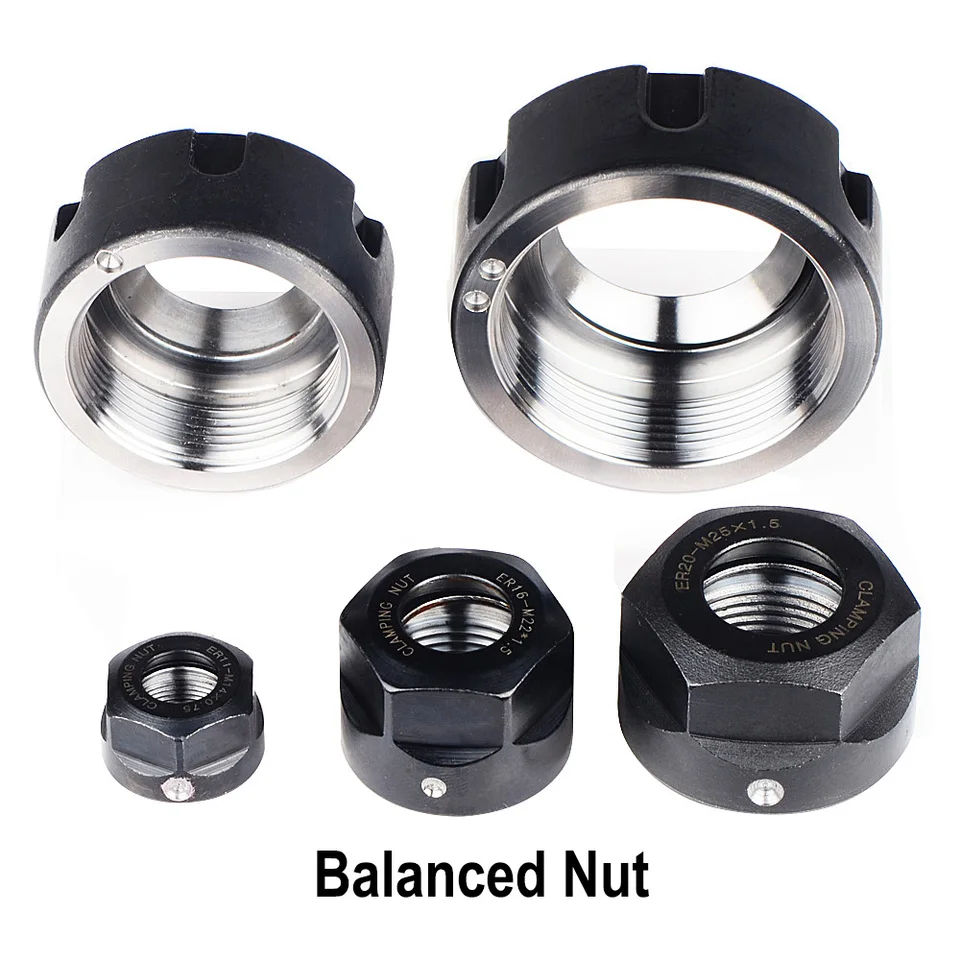 1pc presnosť Balanced Collet Nut ER11 ER16 ER20 ER25 ER32 Nut pružina Zbiera matica Uznášanie CNC mletia gravírovanie stroja
