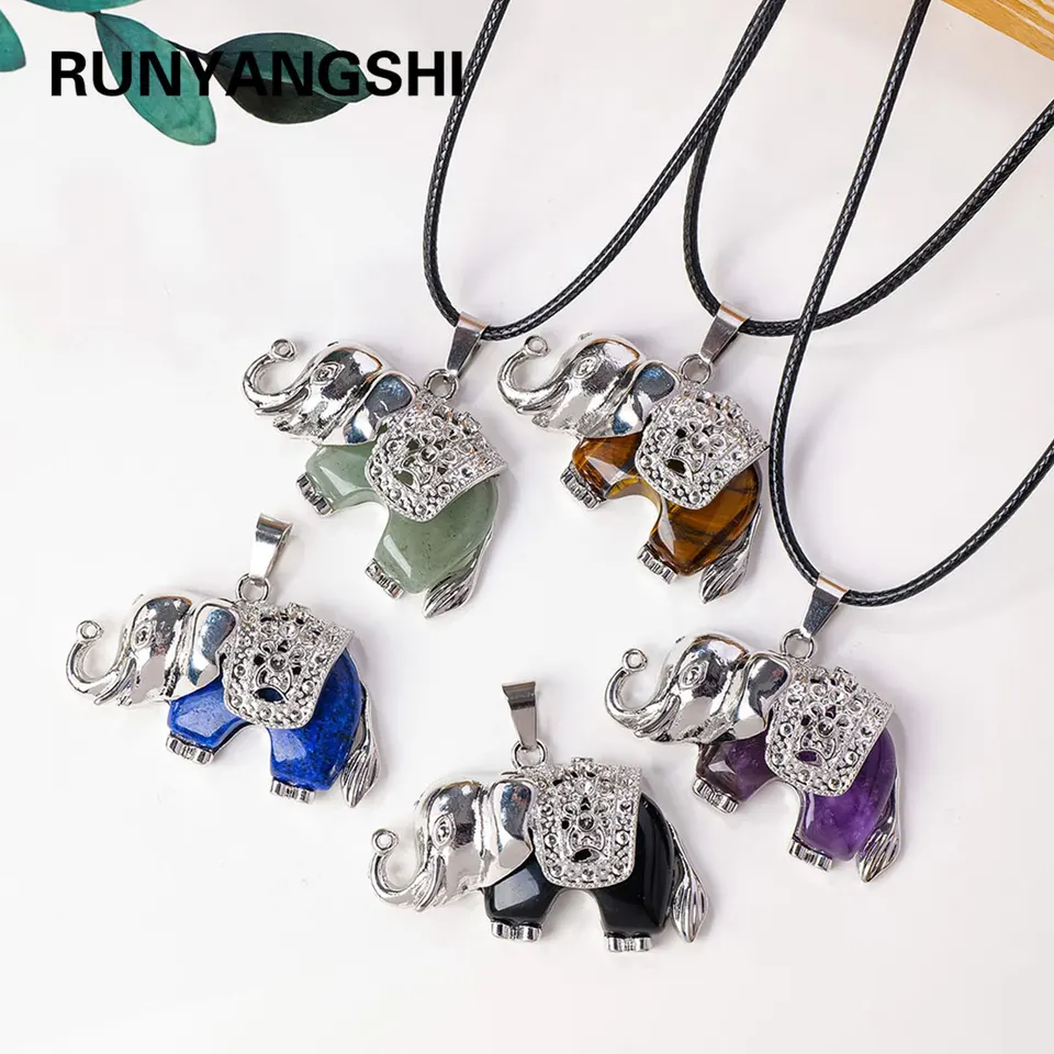 1pc prírodný amethyst thajský slon prívesok Energia Náhrdelník šperky Reiki milovaná ženská matka Deň matiek