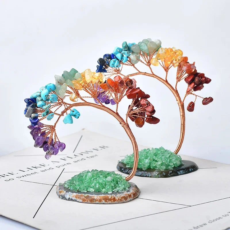 1pc prírodný farebný kryštálový strom Vzorka agátu reiki liečivé domáce dekorácie ozdoby Lucky strom DIY Gifts