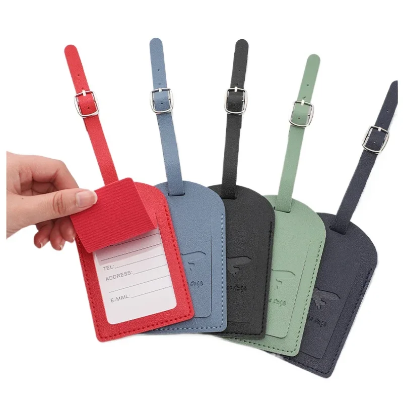 1PC PU Leather Letter Print Luggage Tag Tag Anti Loss Travel batožina Tag Tag Solid Color batožiny značky kufor