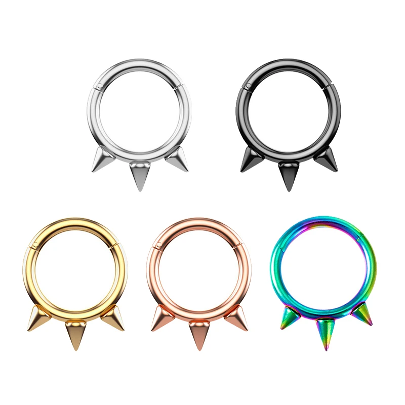 1pc punk obručový septum prsteň dierka Piercing Chirurgický oceľový klikací segment kliknutia sklonený nosový prsteň obruch 16g náušnice chrupavky