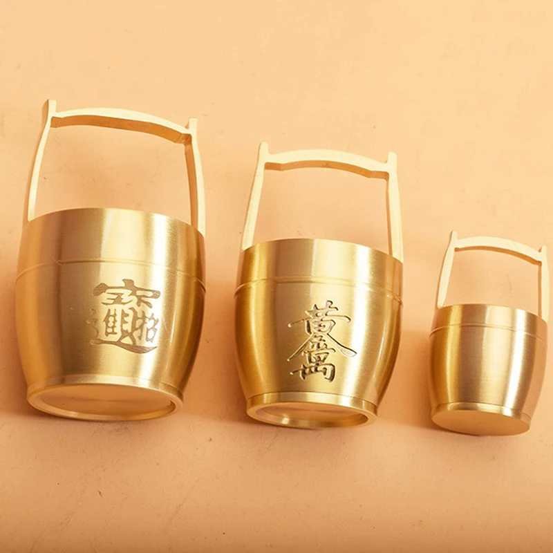 1PC Pure Brass Lucky Feng Shui Bucket of Gold, aby prilákal bohatstvo ozdoby Ornament Ornament Domáca stolná plocha Darčekový suvenír