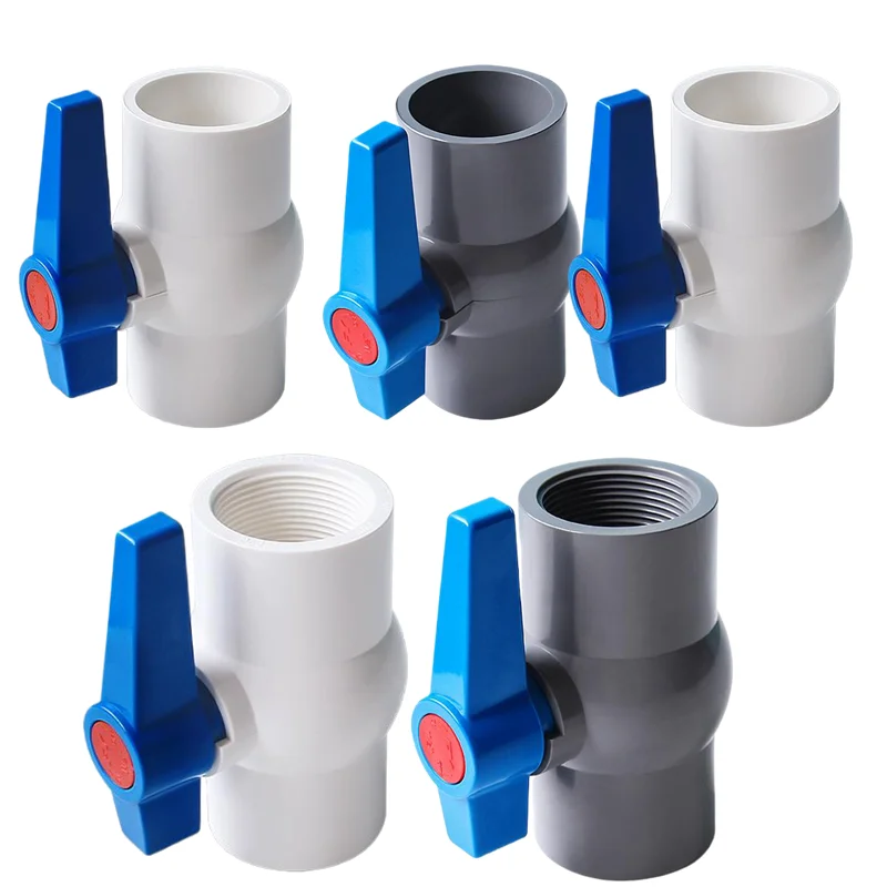 1PC PVC guľový ventil 20 25 32 40 mm vodné potrubie guľôčkový ventil záhradné zavlažovanie Akvárium Fish Tank PVC Rúrkový rúrkový ventil